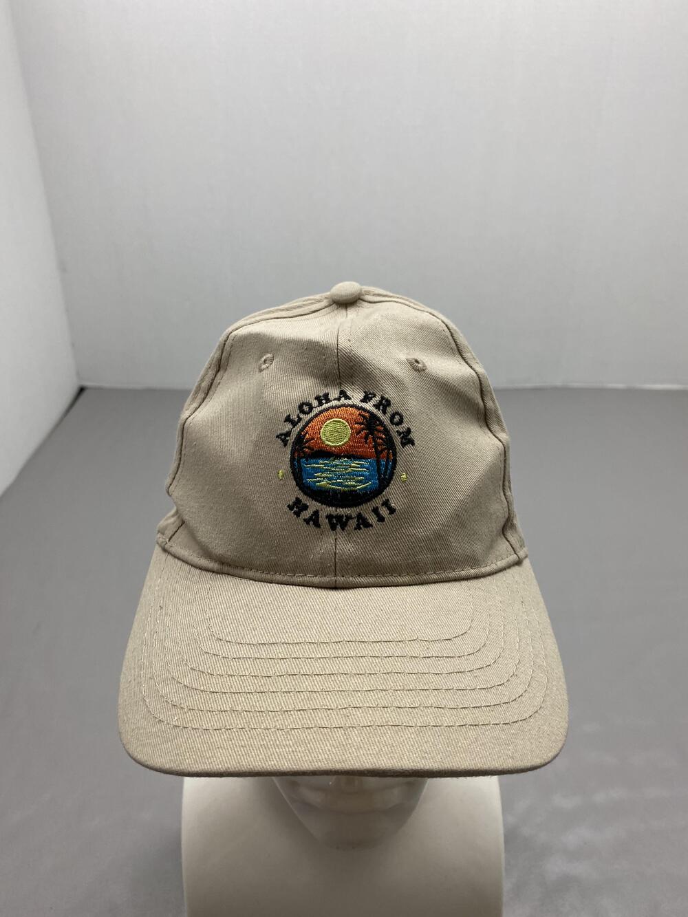 Aloha From Hawaii Hat Cap Strap Back One Size Beige Twill Adjustable Mens